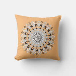 Chic Orange & White Mandala Blume Design Kissen