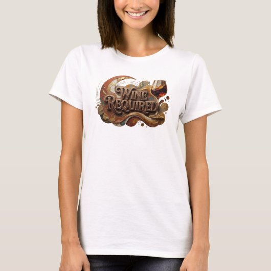 Chic Orange WINE REQUIRED Slogan T-Shirt (Vorderseite)