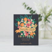 Chic Orange Yellow Florals Wedding Save the Date (Stehend Vorderseite)