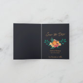 Chic Orange Yellow Florals Wedding Save the Date Ankündigung (Innenseite)