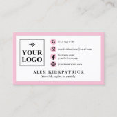 Chic Orchid Pink Icons Border & Your Logo Visitenkarte (Vorderseite)
