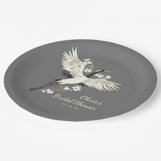 Chic Oriental Crane Brautparty Pappteller (Schrägansicht)