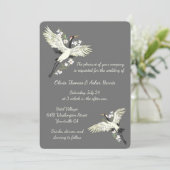 Chic Oriental Crane Wedding Einladung (Stehend Vorderseite)