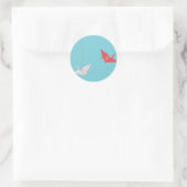Chic Origami Birds Hochzeitsticker Runder Aufkleber (Tasche)