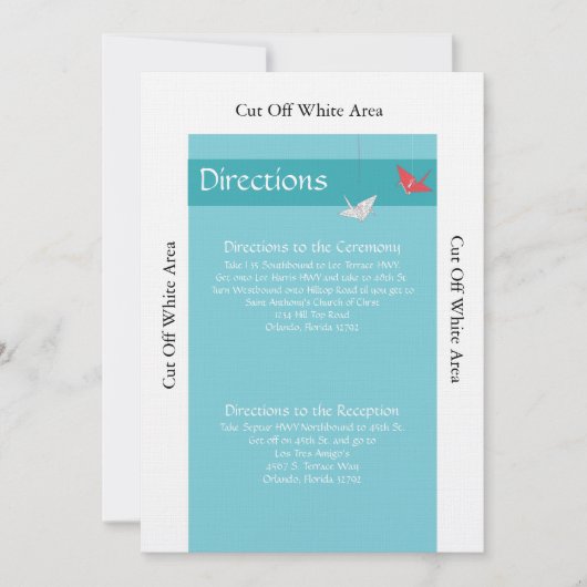Chic Origami Birds Wedding Directions Card Einladung (Vorderseite)