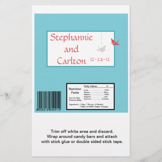 Chic Origami Birds Wedding Large Candy Wrapper Flyer (Vorne)