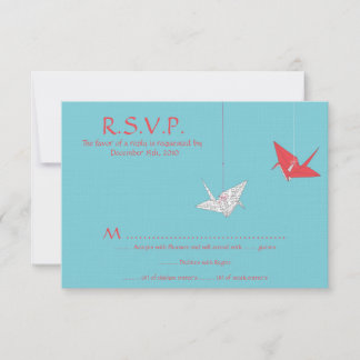 Chic Origami Birds Wedding RSVP Card Einladung