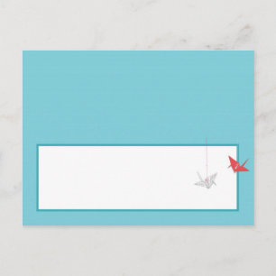 Chic Origami Birds Wedding Writable Platzkarte Postkarte