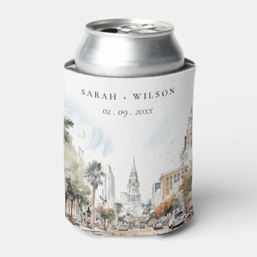 Chic Orlando Florida Skyline Hochzeit der Wasserfa Dosenkühler (Kanne Vorderseite)
