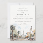 Chic Orlando Florida Skyline Hochzeit der Wasserfa Einladung (Vorderseite)