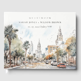 Chic Orlando Florida Skyline Hochzeit der Wasserfa Gästebuch