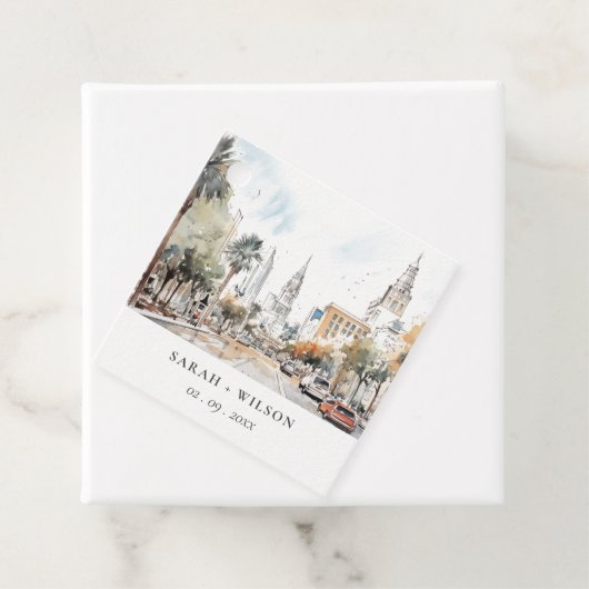 Chic Orlando Florida Skyline Hochzeit der Wasserfa Geschenkanhänger (Beispiel)