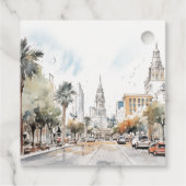 Chic Orlando Florida Skyline Hochzeit der Wasserfa Geschenkanhänger (Rückseite)