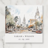 Chic Orlando Florida Skyline Hochzeit der Wasserfa Geschenkanhänger (Vorderseite)