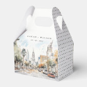 Chic Orlando Florida Skyline Hochzeit der Wasserfa Geschenkschachtel (Rückseite)