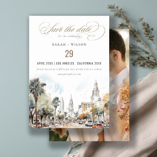Chic Orlando Florida Skyline Hochzeit der Wasserfa Save The Date
