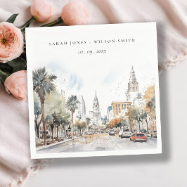 Chic Orlando Florida Skyline Hochzeit der Wasserfa Serviette
