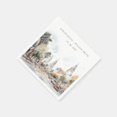 Chic Orlando Florida Skyline Hochzeit der Wasserfa Serviette (Ecke)