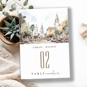 Chic Orlando Florida Skyline Hochzeit der Wasserfa Tischnummer