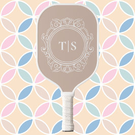 Chic Ornate Circle Monogram Vintage Custom Initial Pickleball Schläger