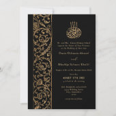 Chic Ornate Floral Gold & Black Islamic Wedding Einladung (Vorderseite)