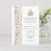 Chic Ornate Floral Gold Islamic Wedding Einladung (Stehend Vorderseite)