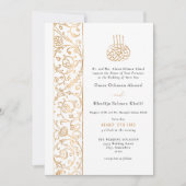 Chic Ornate Floral White & Gold Islamic Wedding Einladung (Vorderseite)