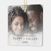Chic Our First Christmas Couples Keepake Foto Keramikornament (Links)