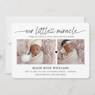 Chic Our Little Miracle Foto Collage Birth Ankündigung