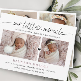 Chic Our Little Miracle Foto Collage Birth Ankündigung