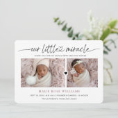 Chic Our Little Miracle Foto Collage Birth Ankündigung (Stehend Vorderseite)