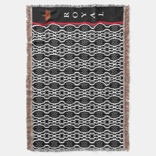 Chic oval geometrisches Muster in Schwarz & Weiß Decke (Vorderseite Vertikal)