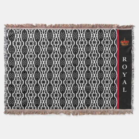 Chic oval geometrisches Muster in Schwarz & Weiß Decke (Vorderseite)