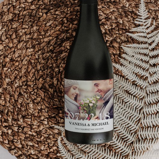 Chic Overlay | Gastgeschenk Hochzeit Foto Weinetik Weinetikett