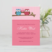 Chic Owls Babydusche Einladung (Stehend Vorderseite)