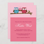 Chic Owls Babydusche Einladung (Vorne/Hinten)
