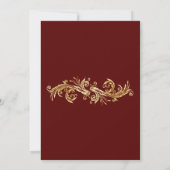 Chic Oxblood und Gold Hochzeitseinladung Einladung (Rückseite)