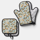 Chic oysters pattern  ofenhandschuh & Topflappen-Set (Vorderseite/Rückseite)