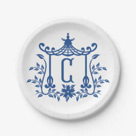 Chic Pagoda Monogram C Paper Plate Pappteller