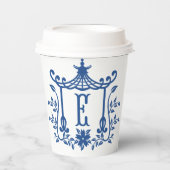 Chic Pagoda Monogram E Paper Cups Pappbecher (Vorderseite)