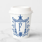 Chic Pagoda Monogram F Paper Cups Pappbecher (Vorderseite)