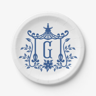 Chic Pagoda Monogram G Paper Plate Pappteller