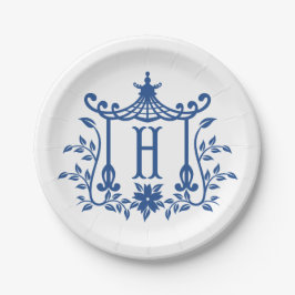Chic Pagoda Monogram H Paper Plate Pappteller