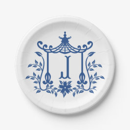 Chic Pagoda Monogram J Paper Plate Pappteller