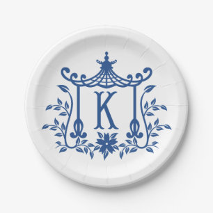Chic Pagoda Monogram K Paper Plate Pappteller