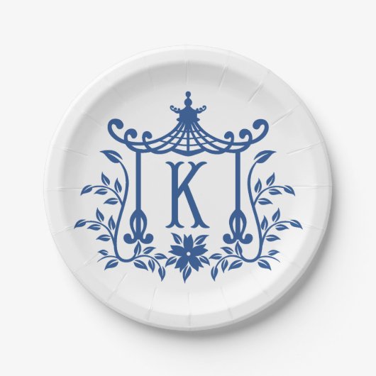 Chic Pagoda Monogram K Paper Plate Pappteller (Vorderseite)
