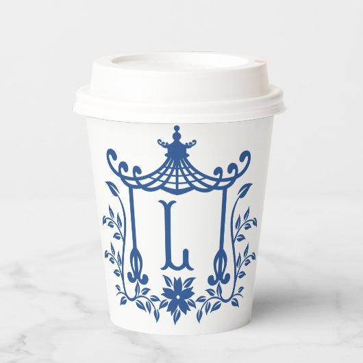 Chic Pagoda Monogram L Paper Cups Pappbecher (Vorderseite)