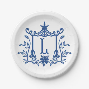 Chic Pagoda Monogram L Paper Plate Pappteller