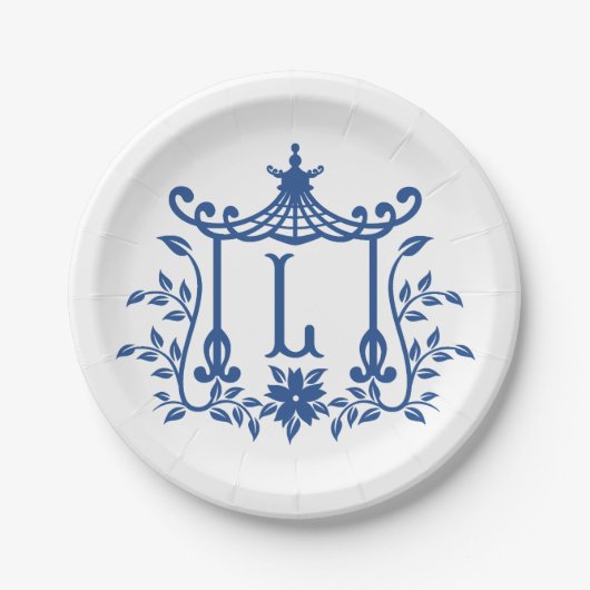 Chic Pagoda Monogram L Paper Plate Pappteller (Vorderseite)