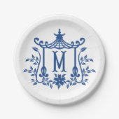 Chic Pagoda Monogram M Papierplatte Pappteller (Vorderseite)